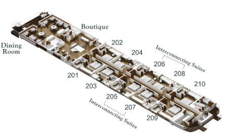 Aqua Expeditions Aqua Mekong Deck Plans Second Deck.png
